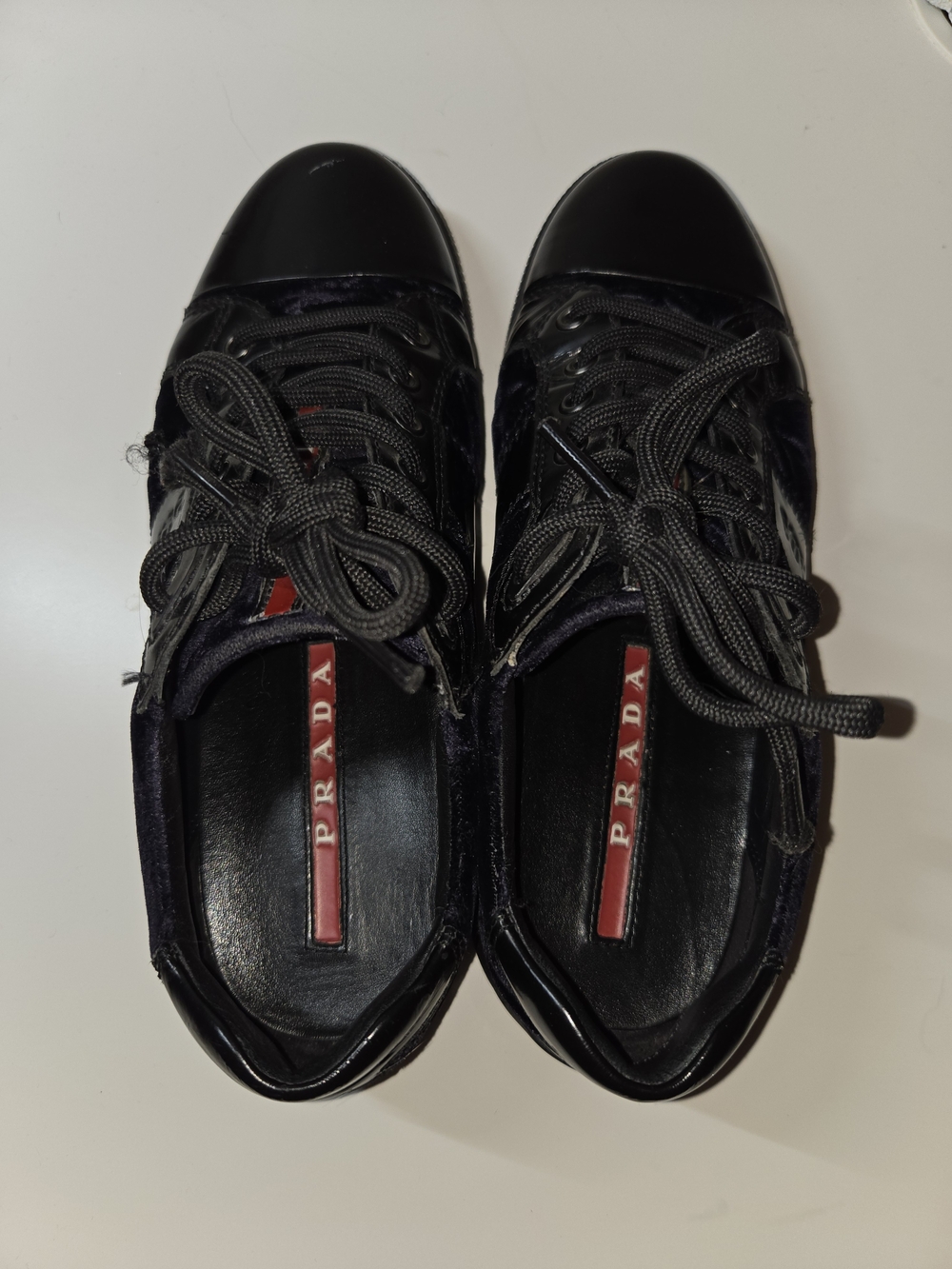 Prada Women's Black Lace-Up Sneakers, Size 35.50
